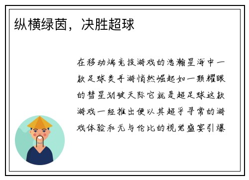 纵横绿茵，决胜超球